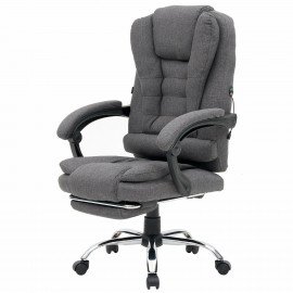 Кресло офисное CROMEX "Chill MS-005", с функцией вибромассажа, подножка, ткань, серое, 532959