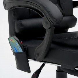 Кресло офисное CROMEX "Lounge MS-007", подножка, 6 массажных модулей, экокожа, черное, 532960