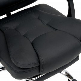 Кресло офисное CROMEX "Lounge MS-007", подножка, 6 массажных модулей, экокожа, черное, 532960