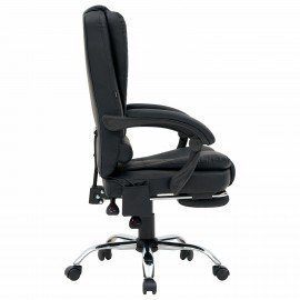 Кресло офисное CROMEX "Lounge MS-007", подножка, 6 массажных модулей, экокожа, черное, 532960