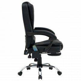 Кресло офисное CROMEX "Lounge MS-007", подножка, 6 массажных модулей, экокожа, черное, 532960