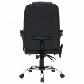 Кресло офисное CROMEX "Lounge MS-007", подножка, 6 массажных модулей, экокожа, черное, 532960