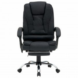 Кресло офисное CROMEX "Lounge MS-007", подножка, 6 массажных модулей, экокожа, черное, 532960