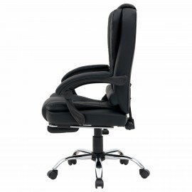Кресло офисное CROMEX "Lounge MS-007", подножка, 6 массажных модулей, экокожа, черное, 532960