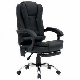 Кресло офисное CROMEX "Lounge MS-007", подножка, 6 массажных модулей, экокожа, черное, 532960