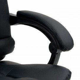 Кресло офисное CROMEX "Lounge MS-007", подножка, 6 массажных модулей, экокожа, черное, 532960