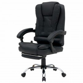 Кресло офисное CROMEX "Lounge MS-007", подножка, 6 массажных модулей, экокожа, черное, 532960