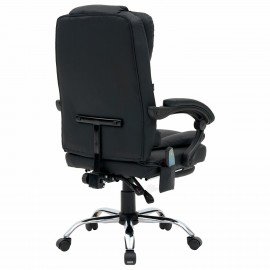 Кресло офисное CROMEX "Lounge MS-007", подножка, 6 массажных модулей, экокожа, черное, 532960