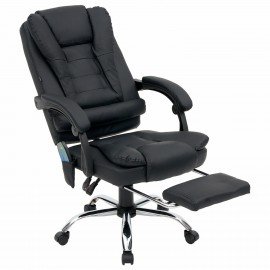 Кресло офисное CROMEX "Lounge MS-007", подножка, 6 массажных модулей, экокожа, черное, 532960