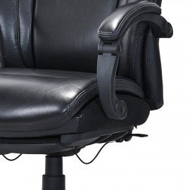 Кресло HAWASAN "Voyager HD-010", НАГРУЗКА до 180 кг, подножка, экокожа, черное, 532971