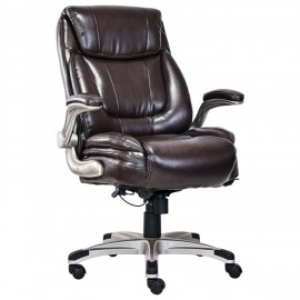 Кресло HAWASAN "Cruise EX-565", откидные подлокотники, рециклированная кожа, коричневое, 532973