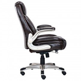 Кресло HAWASAN "Cruise EX-565", откидные подлокотники, рециклированная кожа, коричневое, 532973