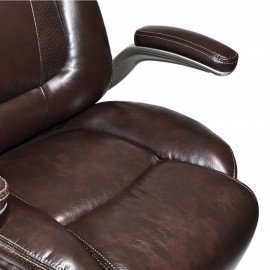 Кресло HAWASAN "Cruise EX-565", откидные подлокотники, рециклированная кожа, коричневое, 532973