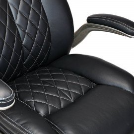 Кресло HAWASAN "Target EX-567", откидные подлокотники, рециклированная кожа, черное, 532974