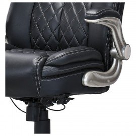 Кресло HAWASAN "Target EX-567", откидные подлокотники, рециклированная кожа, черное, 532974