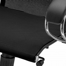 Кресло офисное МЕТТА "К-12", хром, ткань-сетка, сиденье и спинка регулируемые, черное