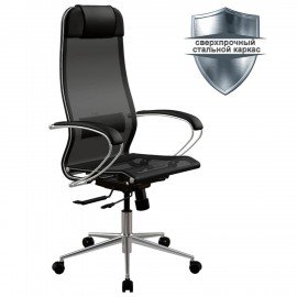 Кресло МЕТТА "ErgoLife" 10 B1-104K, хром, синхромеханизм, прочная сетка, черное