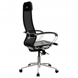 Кресло МЕТТА "ErgoLife" 10 B1-104K, хром, синхромеханизм, прочная сетка, черное