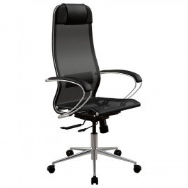 Кресло МЕТТА "ErgoLife" 10 B1-104K, хром, синхромеханизм, прочная сетка, черное