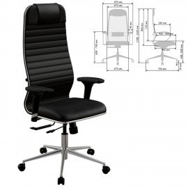 Кресло МЕТТА "ErgoLife" 10 B1-117D, хром, синхромеханизм, 2D-подлокотники, экокожа, черное