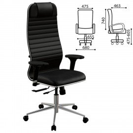 Кресло МЕТТА "ErgoLife" 10 B1-117D, хром, синхромеханизм, 2D-подлокотники, экокожа, черное