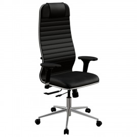 Кресло МЕТТА "ErgoLife" 10 B1-117D, хром, синхромеханизм, 2D-подлокотники, экокожа, черное