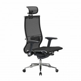 Кресло офисное МЕТТА "SAMURAI" S-3.05, с подголовником, сверхпрочная ткань-сетка, черное
