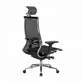 Кресло офисное МЕТТА "SAMURAI" S-3.05, с подголовником, сверхпрочная ткань-сетка, черное