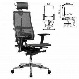 Кресло МЕТТА "YOGA" Y 4DF B2-5D, адаптивная спинка, 3D-подголовник, сверхпрочная сетка, черное