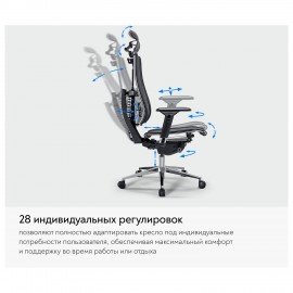 Кресло МЕТТА "YOGA" Y 4DT B2-14D, адаптивная спинка, 3D-подголовник, сверхпрочная сетка, черное