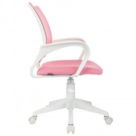 Кресло BRABIX "Fly MG-396W", с подлокотниками, пластик белый, сетка, розовое, 533008