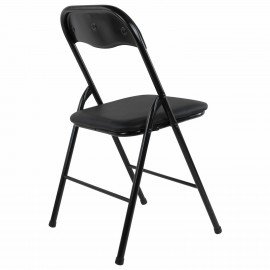 Стул складной BRABIX "Golf CF-007", черный каркас, кожзам черный, гофрокороб, 533024