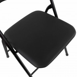 Стул складной BRABIX "Golf CF-007", черный каркас, кожзам черный, гофрокороб, 533024