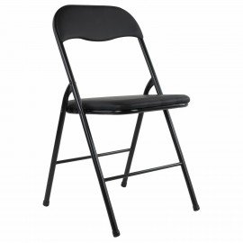 Стул складной BRABIX "Golf CF-007", черный каркас, кожзам черный, гофрокороб, 533024