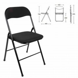 Стул складной BRABIX "Golf CF-007", чёрный каркас, чёрная ткань, гофрокороб, 533025