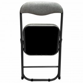 Стул складной для дома и офиса РС04К комфорт, черный каркас, рогожка светло-серая