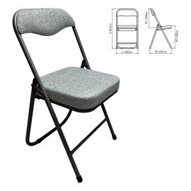 Стул складной для дома и офиса РС04К комфорт, черный каркас, рогожка светло-серая