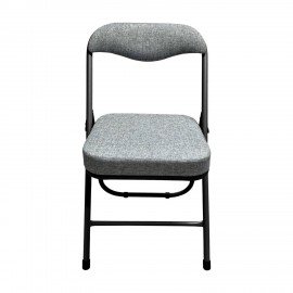 Стул складной для дома и офиса РС04К комфорт, черный каркас, рогожка светло-серая