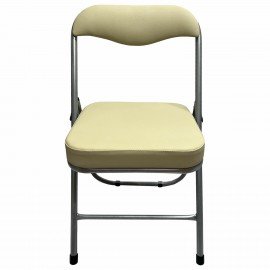 Стул складной для дома и офиса РС04К комфорт, серебристый каркас, кожзам бежевый