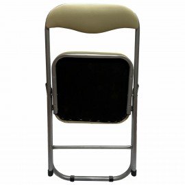 Стул складной для дома и офиса РС04К комфорт, серебристый каркас, кожзам бежевый