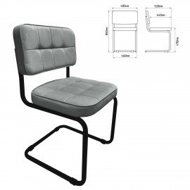 Стулья КОМПЛЕКТ 2 шт., РС14М, черный каркас, велюр, графит, разобранные