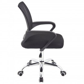 Кресло CROMEX Hit CH-695, ХРОМ, с подлокотниками, сетка, черное, ткань TW, 533066
