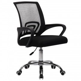 Кресло CROMEX Hit CH-695, ХРОМ, с подлокотниками, сетка, черное, ткань TW, 533066