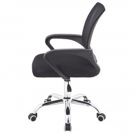 Кресло CROMEX Hit CH-695, ХРОМ, с подлокотниками, сетка, черное, ткань TW, 533066