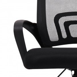 Кресло CROMEX Hit CH-695, ХРОМ, с подлокотниками, сетка, черное, ткань TW, 533066