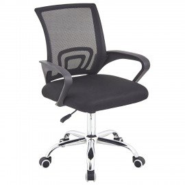 Кресло CROMEX Hit CH-695, ХРОМ, с подлокотниками, сетка, черное, ткань TW, 533066