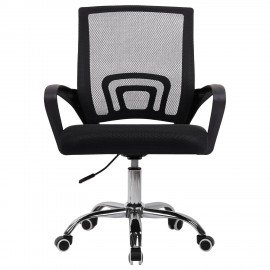 Кресло CROMEX Hit CH-695, ХРОМ, с подлокотниками, сетка, черное, ткань TW, 533066
