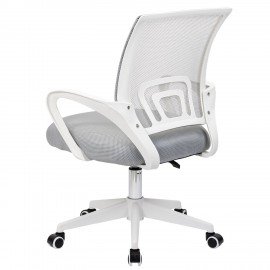 Кресло CROMEX Hit CH-695W, с подлокотниками, пластик белый, сетка, серое, ткань TW, 533067