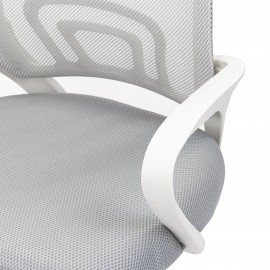 Кресло CROMEX Hit CH-695W, с подлокотниками, пластик белый, сетка, серое, ткань TW, 533067