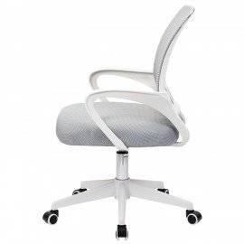 Кресло CROMEX Hit CH-695W, с подлокотниками, пластик белый, сетка, серое, ткань TW, 533067
